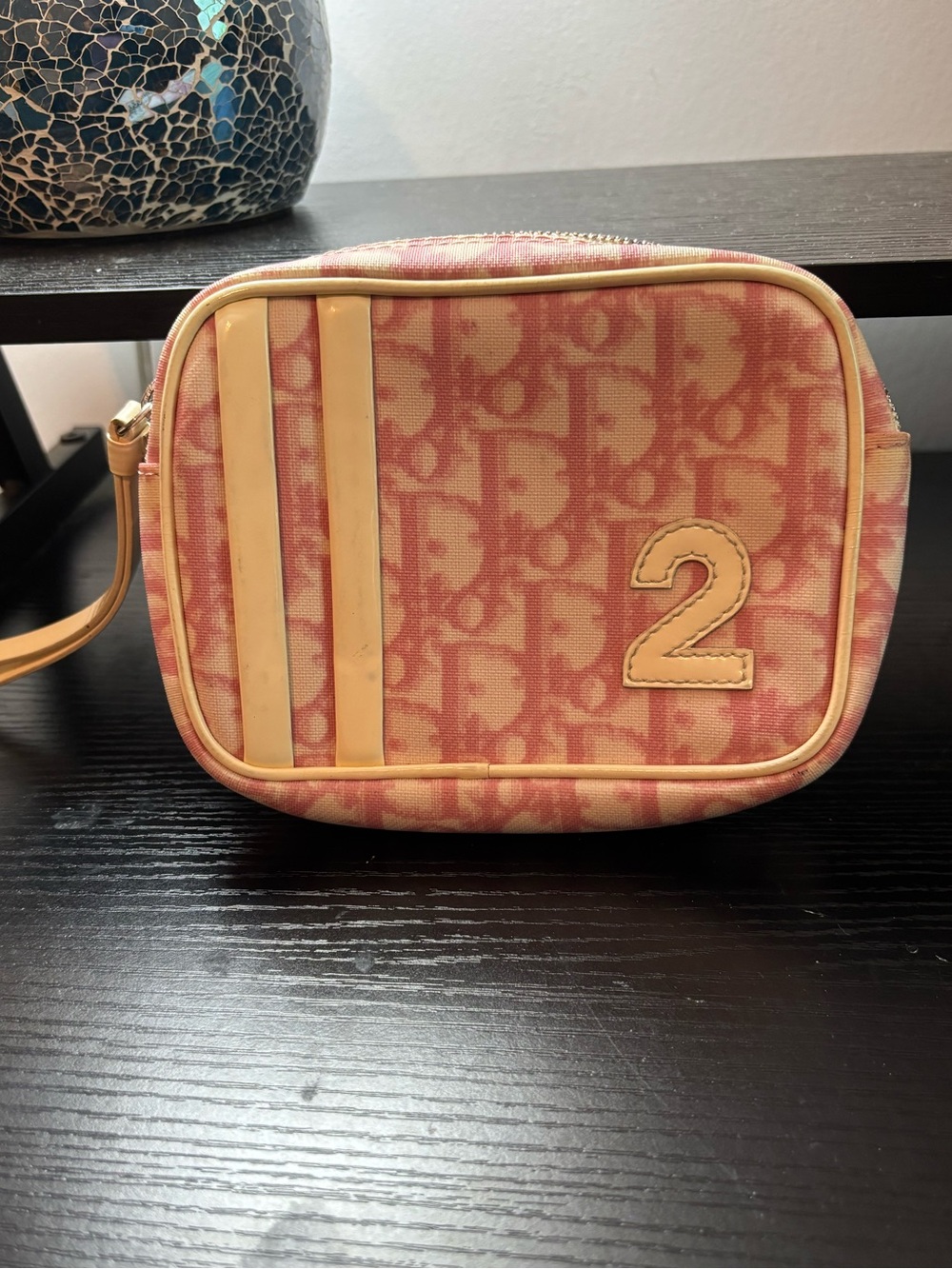 Authentic Christian Dior Vintage Pink Trotter Monogram Pouch Girly Collection #2